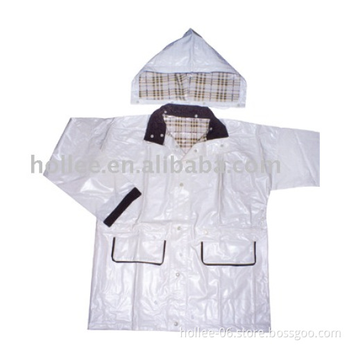 high quality adult white pvc raincoat rainwear